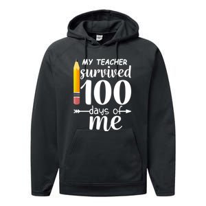 My Teacher Survived 100 Days Of Me Performance Fleece Hoodie