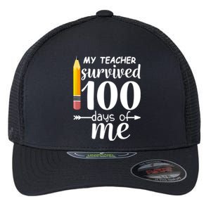 My Teacher Survived 100 Days Of Me Flexfit Unipanel Trucker Cap