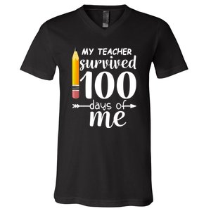 My Teacher Survived 100 Days Of Me V-Neck T-Shirt