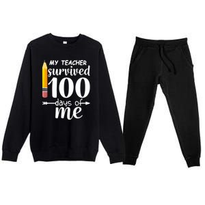 My Teacher Survived 100 Days Of Me Premium Crewneck Sweatsuit Set