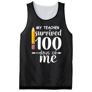 My Teacher Survived 100 Days Of Me Mesh Reversible Basketball Jersey Tank