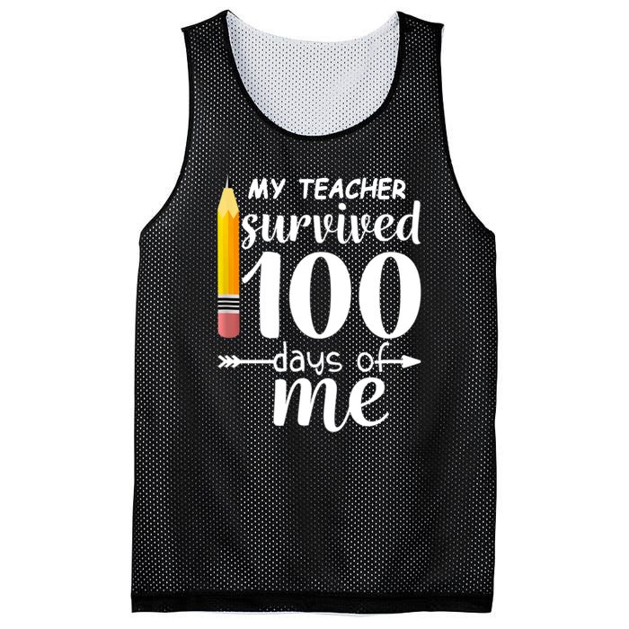 My Teacher Survived 100 Days Of Me Mesh Reversible Basketball Jersey Tank