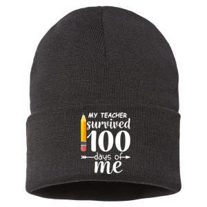 My Teacher Survived 100 Days Of Me Sustainable Knit Beanie