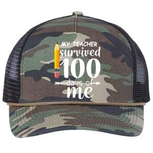 My Teacher Survived 100 Days Of Me Retro Rope Trucker Hat Cap