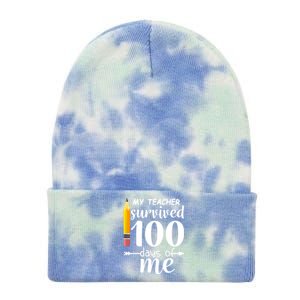 My Teacher Survived 100 Days Of Me Tie Dye 12in Knit Beanie