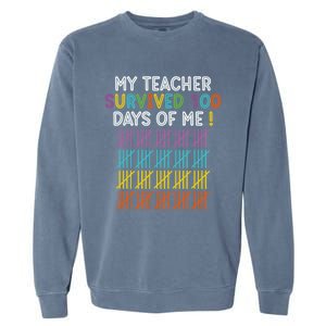 My Teacher Survived 100 Days Of Me Funny 100th Day Of School Gift Garment-Dyed Sweatshirt