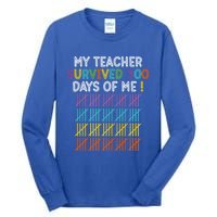 My Teacher Survived 100 Days Of Me Funny 100th Day Of School Gift Tall Long Sleeve T-Shirt