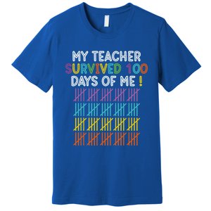 My Teacher Survived 100 Days Of Me Funny 100th Day Of School Gift Premium T-Shirt