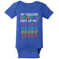 My Teacher Survived 100 Days Of Me Funny 100th Day Of School Gift Baby Bodysuit