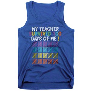 My Teacher Survived 100 Days Of Me Funny 100th Day Of School Gift Tank Top