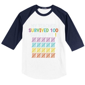 My Teacher Survived 100 Days Of Me Funny 100th Day Of School Gift Baseball Sleeve Shirt