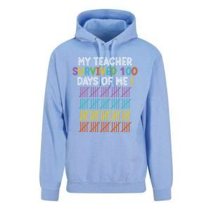 My Teacher Survived 100 Days Of Me Funny 100th Day Of School Gift Unisex Surf Hoodie