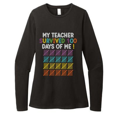 My Teacher Survived 100 Days Of Me Funny 100th Day Of School Gift Womens CVC Long Sleeve Shirt