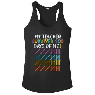 My Teacher Survived 100 Days Of Me Funny 100th Day Of School Gift Ladies PosiCharge Competitor Racerback Tank