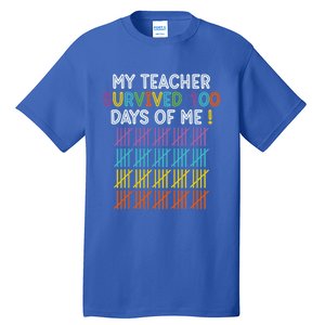 My Teacher Survived 100 Days Of Me Funny 100th Day Of School Gift Tall T-Shirt