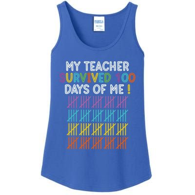 My Teacher Survived 100 Days Of Me Funny 100th Day Of School Gift Ladies Essential Tank