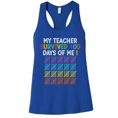 My Teacher Survived 100 Days Of Me Funny 100th Day Of School Gift Women's Racerback Tank