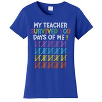 My Teacher Survived 100 Days Of Me Funny 100th Day Of School Gift Women's T-Shirt