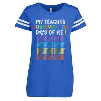 My Teacher Survived 100 Days Of Me Funny 100th Day Of School Gift Enza Ladies Jersey Football T-Shirt