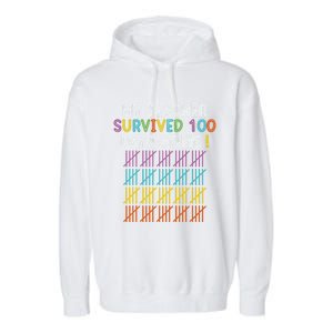 My Teacher Survived 100 Days Of Me Funny 100th Day Of School Gift Garment-Dyed Fleece Hoodie