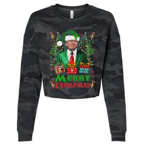 Merry Trumpmas Santa Trump Christmas Ugly Sweater Cropped Pullover Crew