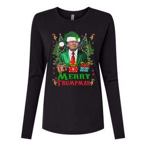 Merry Trumpmas Santa Trump Christmas Ugly Sweater Womens Cotton Relaxed Long Sleeve T-Shirt