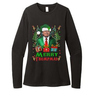 Merry Trumpmas Santa Trump Christmas Ugly Sweater Womens CVC Long Sleeve Shirt