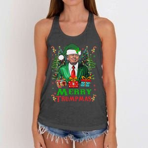 Merry Trumpmas Santa Trump Christmas Ugly Sweater Women's Knotted Racerback Tank