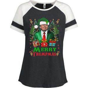 Merry Trumpmas Santa Trump Christmas Ugly Sweater Enza Ladies Jersey Colorblock Tee