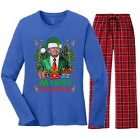 Merry Trumpmas Santa Trump Christmas Ugly Sweater Women's Long Sleeve Flannel Pajama Set 