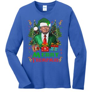 Merry Trumpmas Santa Trump Christmas Ugly Sweater Ladies Long Sleeve Shirt