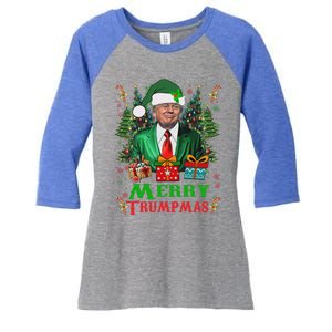 Merry Trumpmas Santa Trump Christmas Ugly Sweater Women's Tri-Blend 3/4-Sleeve Raglan Shirt