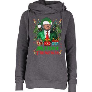 Merry Trumpmas Santa Trump Christmas Ugly Sweater Womens Funnel Neck Pullover Hood