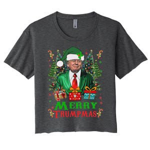 Merry Trumpmas Santa Trump Christmas Ugly Sweater Women's Crop Top Tee