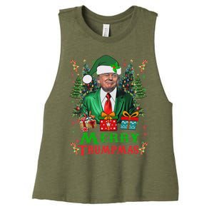 Merry Trumpmas Santa Trump Christmas Ugly Sweater Women's Racerback Cropped Tank