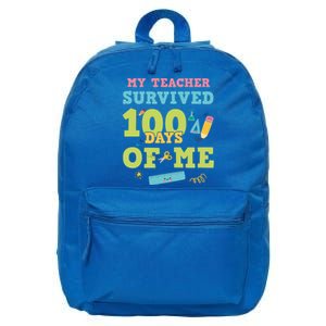 My Teacher Survived 100 Days Of Me Funny 100th Day Of School Meaningful Gift 16 in Basic Backpack