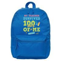 My Teacher Survived 100 Days Of Me Funny 100th Day Of School Meaningful Gift 16 in Basic Backpack