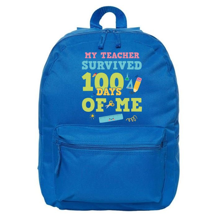 My Teacher Survived 100 Days Of Me Funny 100th Day Of School Meaningful Gift 16 in Basic Backpack