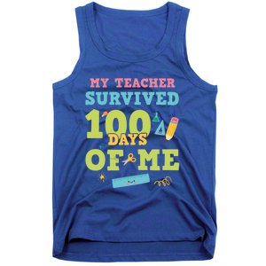 My Teacher Survived 100 Days Of Me Funny 100th Day Of School Meaningful Gift Tank Top