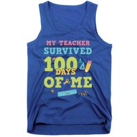 My Teacher Survived 100 Days Of Me Funny 100th Day Of School Meaningful Gift Tank Top