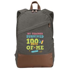 My Teacher Survived 100 Days Of Me Funny 100th Day Of School Meaningful Gift Cotton Canvas Backpack