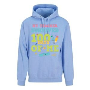 My Teacher Survived 100 Days Of Me Funny 100th Day Of School Meaningful Gift Unisex Surf Hoodie