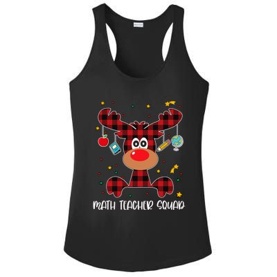 Math Teacher Squad Red Plaid Reindeer Santa Christmas Gift Ladies PosiCharge Competitor Racerback Tank