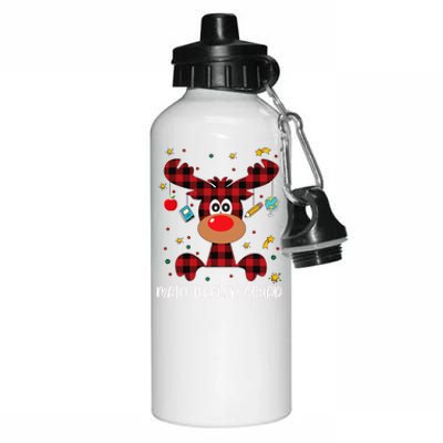 Math Teacher Squad Red Plaid Reindeer Santa Christmas Gift Aluminum Water Bottle