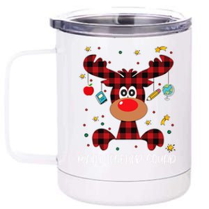 Math Teacher Squad Red Plaid Reindeer Santa Christmas Gift 12 oz Stainless Steel Tumbler Cup