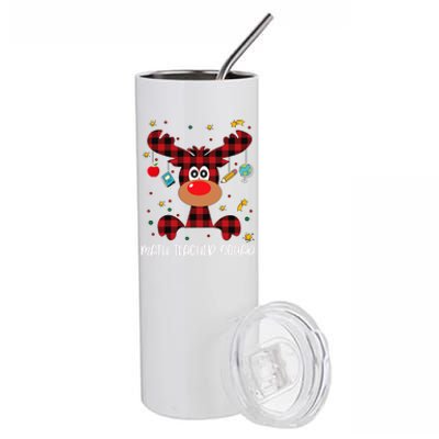 Math Teacher Squad Red Plaid Reindeer Santa Christmas Gift Stainless Steel Tumbler