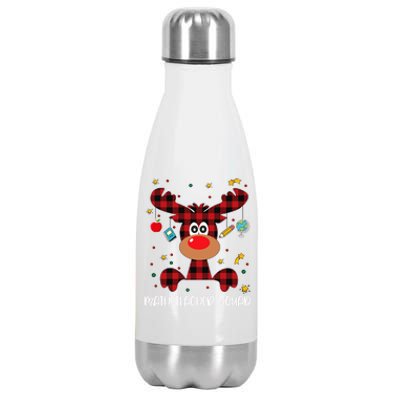 Math Teacher Squad Red Plaid Reindeer Santa Christmas Gift Stainless Steel Insulated Water Bottle