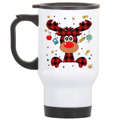 Math Teacher Squad Red Plaid Reindeer Santa Christmas Gift Stainless Steel Travel Mug