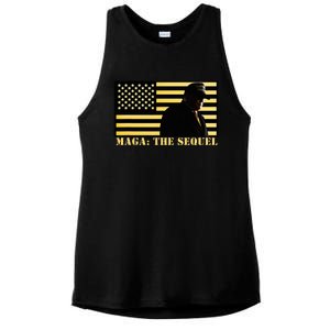 Maga The Sequel Trump 2024 Winner Second Term American Flag Ladies PosiCharge Tri-Blend Wicking Tank