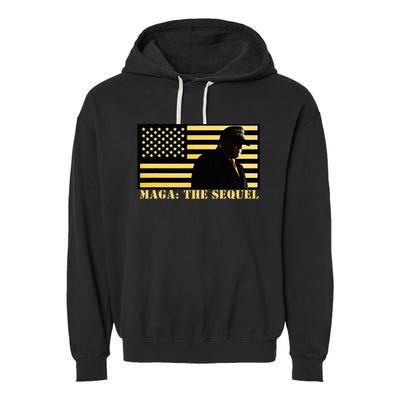 Maga The Sequel Trump 2024 Winner Second Term American Flag Garment-Dyed Fleece Hoodie